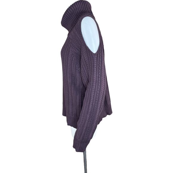 Studio Park Shawn Killinger Cold Shoulder Cable Knit Sweater Huckleberry Large - Picture 5 of 12